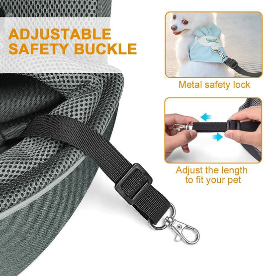 Dog Cat Sling Carrier Adjustable Padded Shoulder Strap with Mesh Pocket for Outdoor Travel (M - up to 10 Lbs, Blue-Mesh)