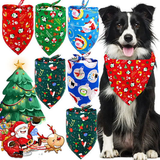 New 50Pcs Dog Bandana Christmas Pet Accessories Winter Pet Dog Cat Bandanas Scarf Cotton Pet Supplies Dog Grooming Accessories