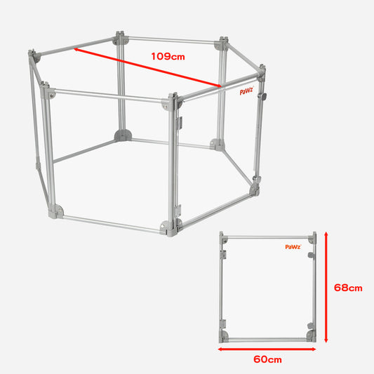 Pawz Pet Playpen Transparent Acrylic Clear Folding Dog Fence Kennel 6 Panel