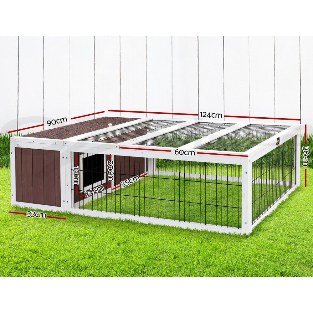 I.Pet Rabbit Hutch Chicken Coop Large Outdoor Wooden Run Pet Cage House Coops