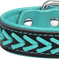 Leather Dog Collar for Puppy, Stylish Braided Padded Dog Collars with Double D-Rings for Girl and Boy Dog, Teal Blue XS