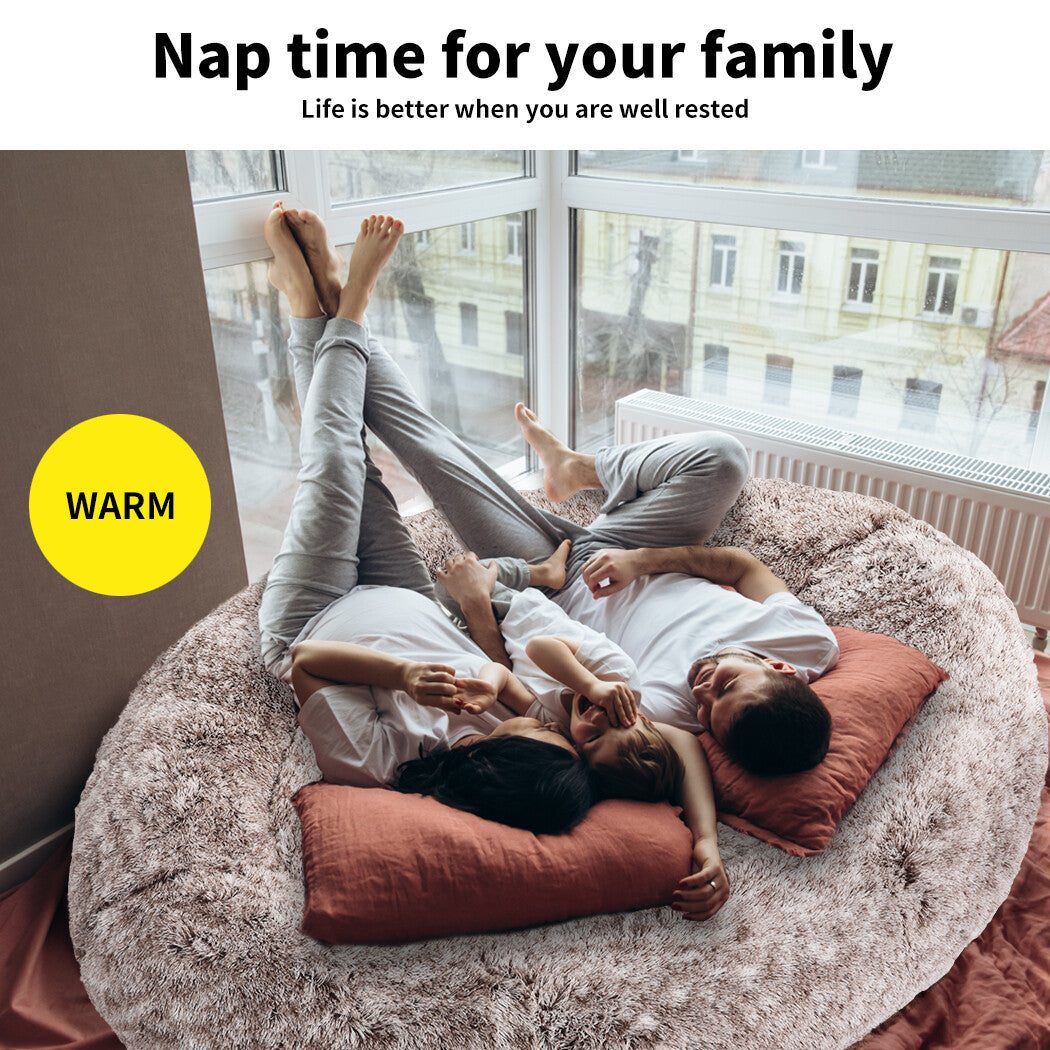Thenapbed 1.8M Human Size Pet Bed Fluffy Calming Washing Napping Mattress Brown