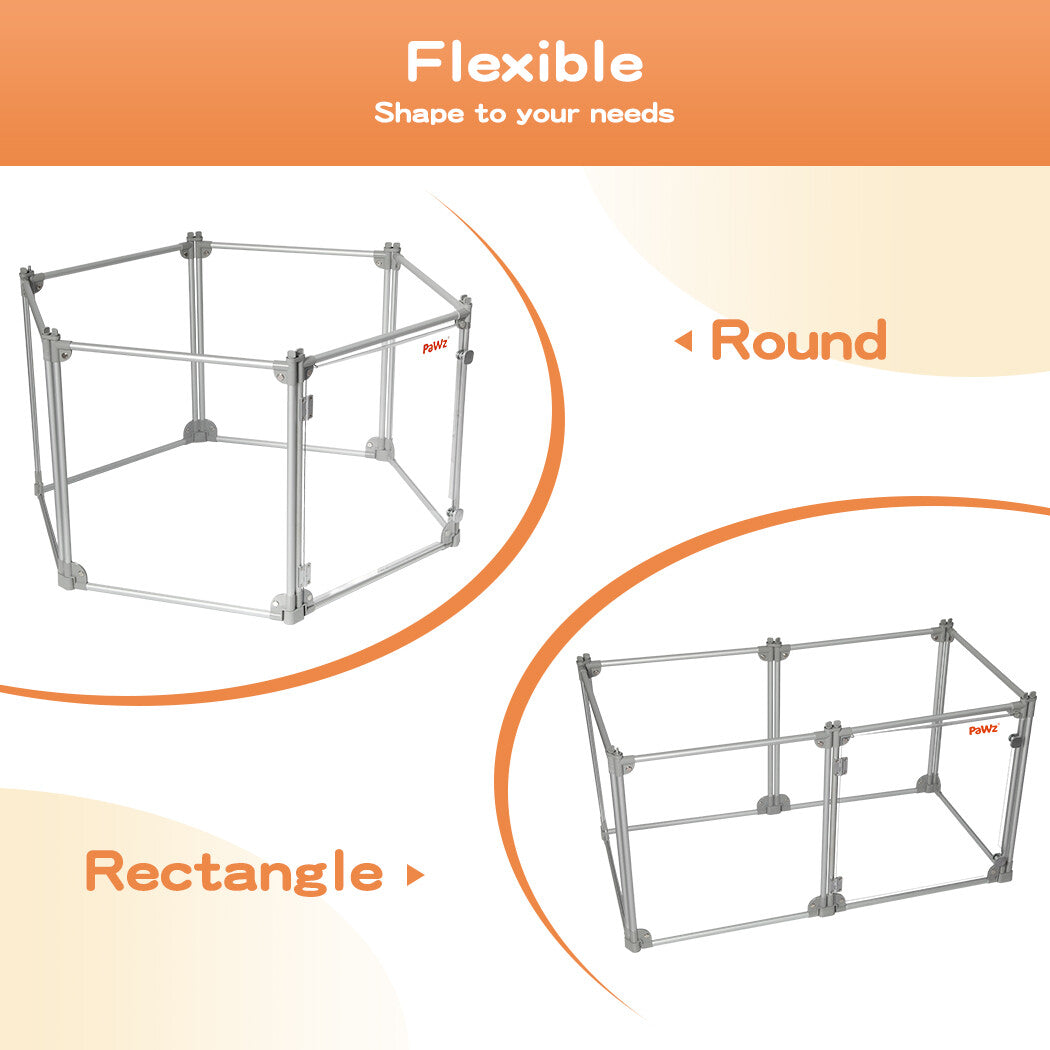 Pawz Pet Playpen Transparent Acrylic Clear Folding Dog Fence Kennel 6 Panel