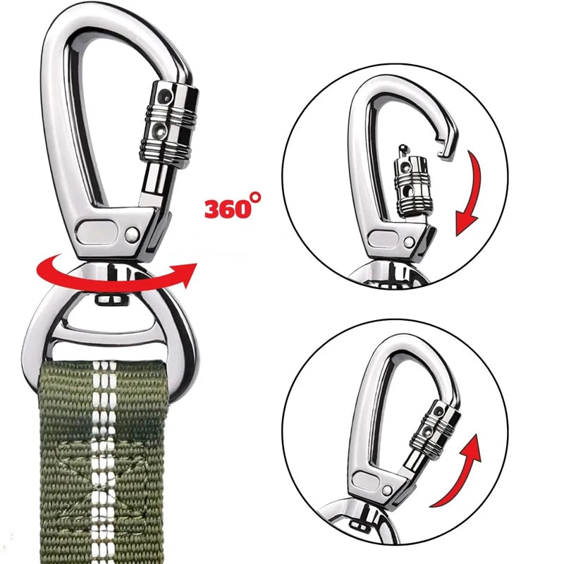 Adjustable Pet Dog Nylon Reflective Multi-Functional Retractable Dog Leash with Car Safety Buckle Pet Traction Rope Tactical