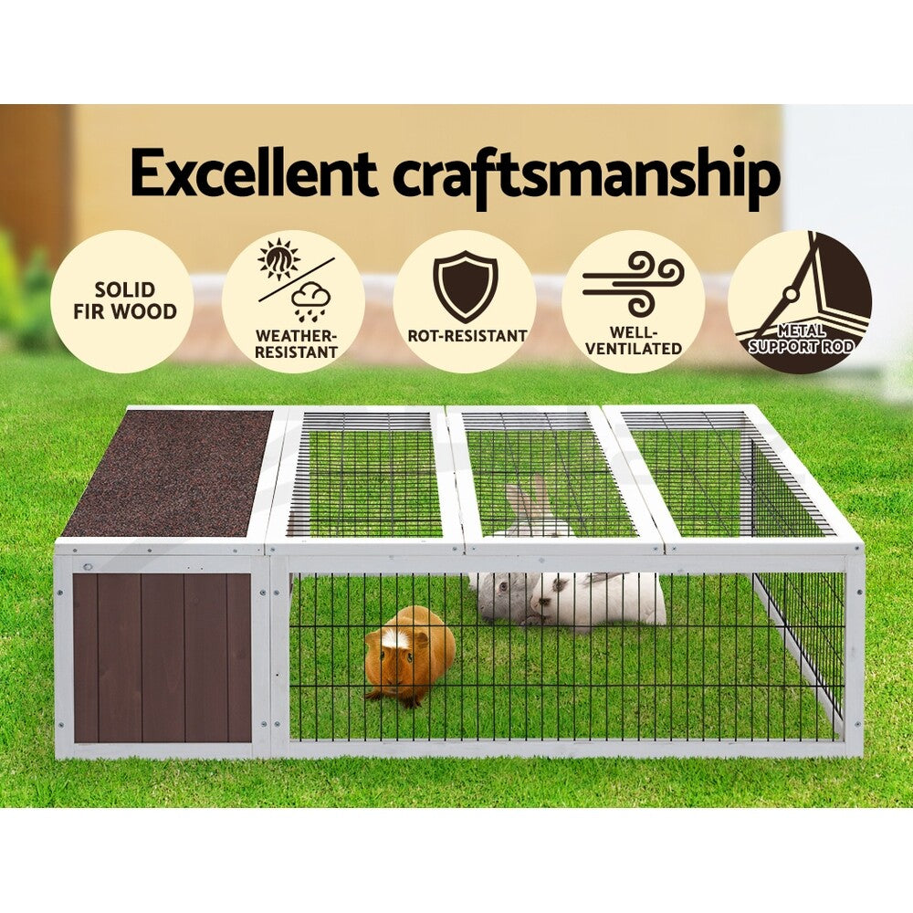 I.Pet Rabbit Hutch Chicken Coop Large Outdoor Wooden Run Pet Cage House Coops