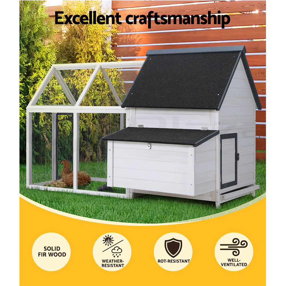 I.Pet Chicken Coop Rabbit Hutch Large House Run Cage XL Pet Hutch Bunny Wooden