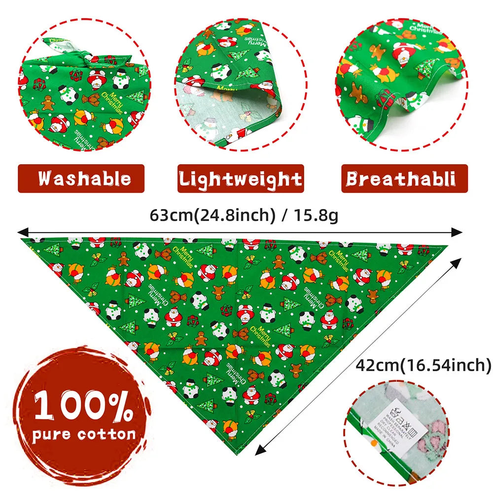 New 50Pcs Dog Bandana Christmas Pet Accessories Winter Pet Dog Cat Bandanas Scarf Cotton Pet Supplies Dog Grooming Accessories