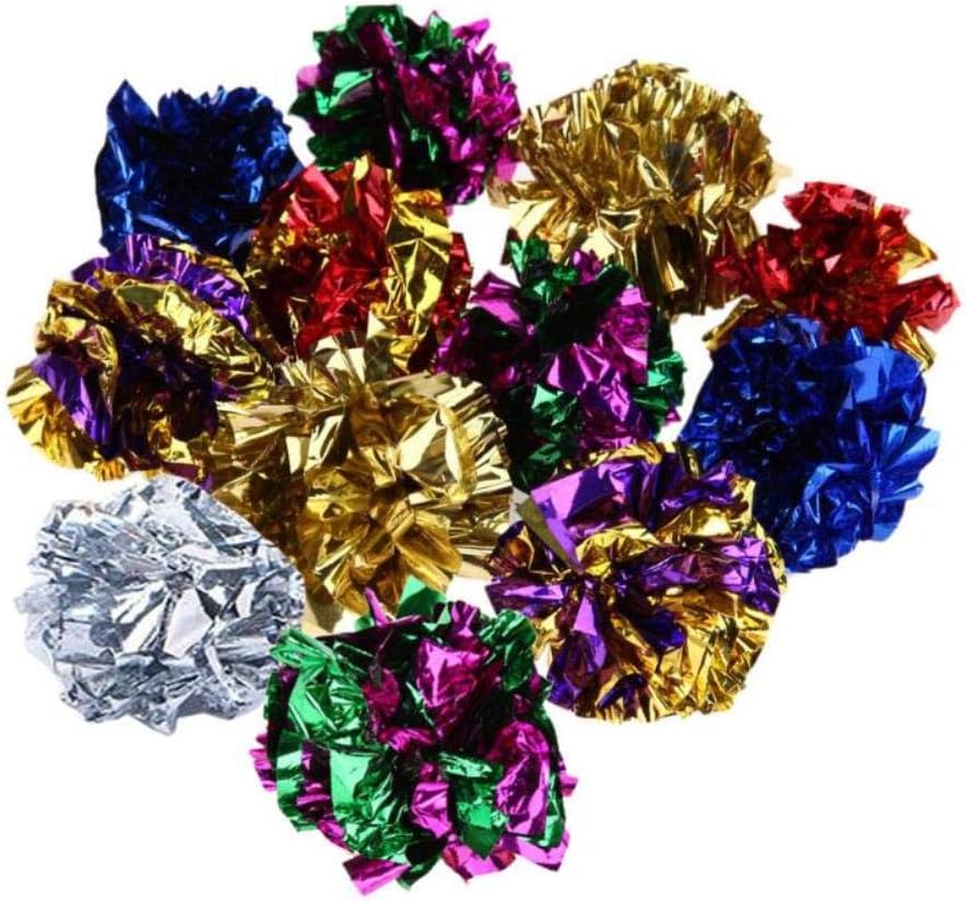 6/12/24Pcs Cat Toy Mylar Balls Colorful Ring Paper Shiny Interactive Sound Ball Crinkly Balls for Cats Sound Toys Pet Play Balls