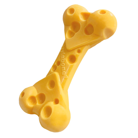 Nylabone Cheese Bone Power Chew Toy for Dogs, Cute Dog Toys for Aggressive Chewers, Cheese Flavor, Medium Dogs - Up to 35 lbs, 1 Count