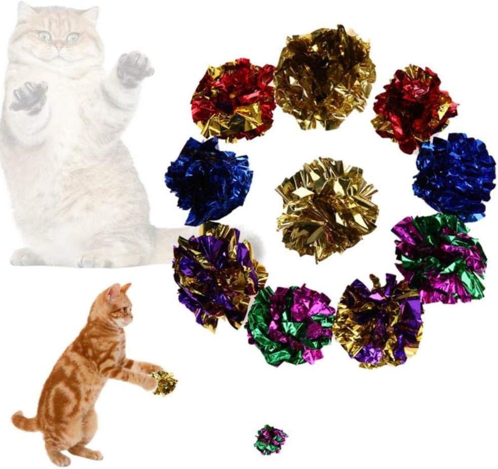 6/12/24Pcs Cat Toy Mylar Balls Colorful Ring Paper Shiny Interactive Sound Ball Crinkly Balls for Cats Sound Toys Pet Play Balls
