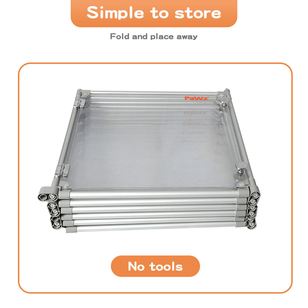 Pawz Pet Playpen Transparent Acrylic Clear Folding Dog Fence Kennel 6 Panel