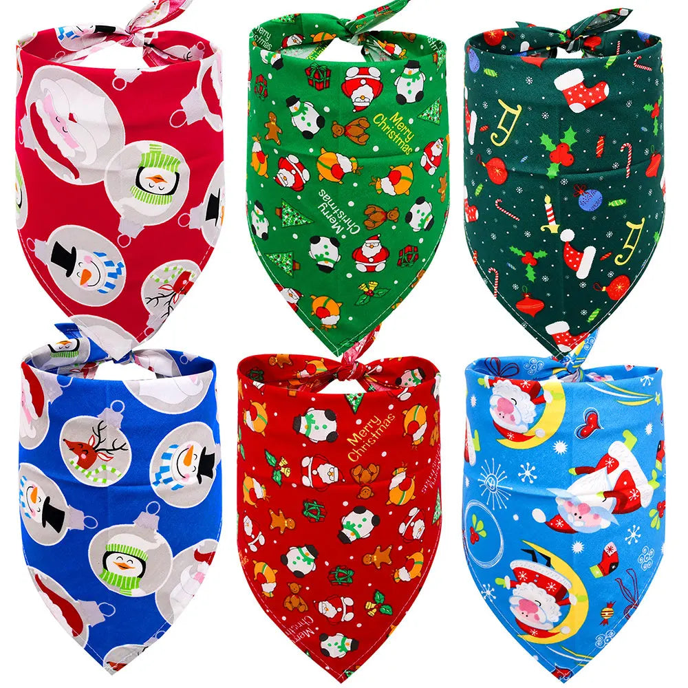 New 50Pcs Dog Bandana Christmas Pet Accessories Winter Pet Dog Cat Bandanas Scarf Cotton Pet Supplies Dog Grooming Accessories