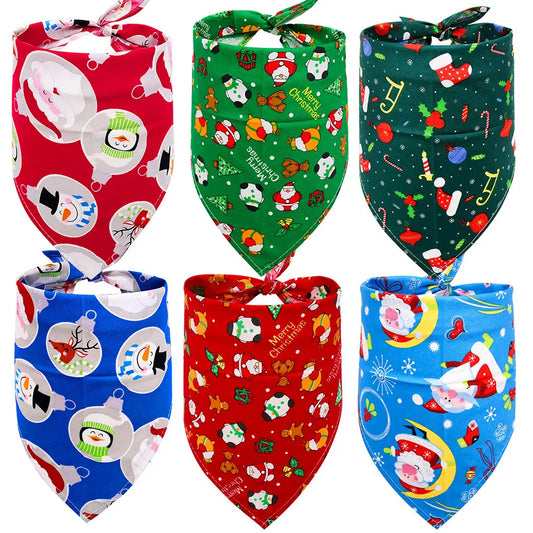 New 50Pcs Dog Bandana Christmas Pet Accessories Winter Pet Dog Cat Bandanas Scarf Cotton Pet Supplies Dog Grooming Accessories