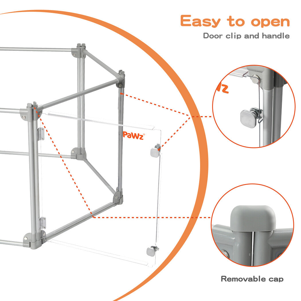 Pawz Pet Playpen Transparent Acrylic Clear Folding Dog Fence Kennel 6 Panel