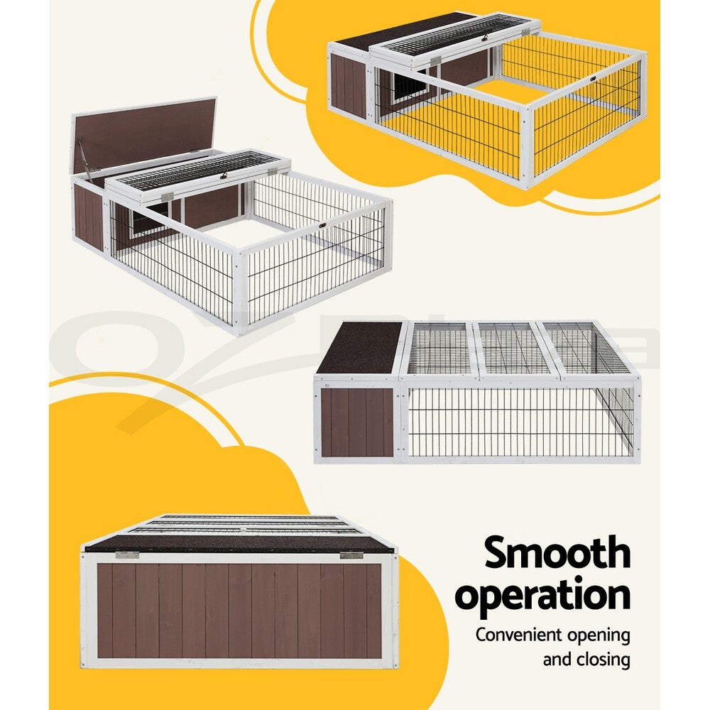 I.Pet Rabbit Hutch Chicken Coop Large Outdoor Wooden Run Pet Cage House Coops