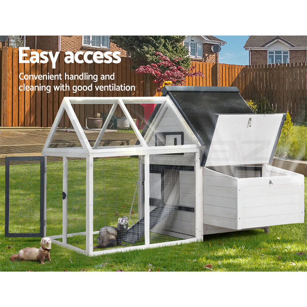 I.Pet Chicken Coop Rabbit Hutch Large House Run Cage XL Pet Hutch Bunny Wooden