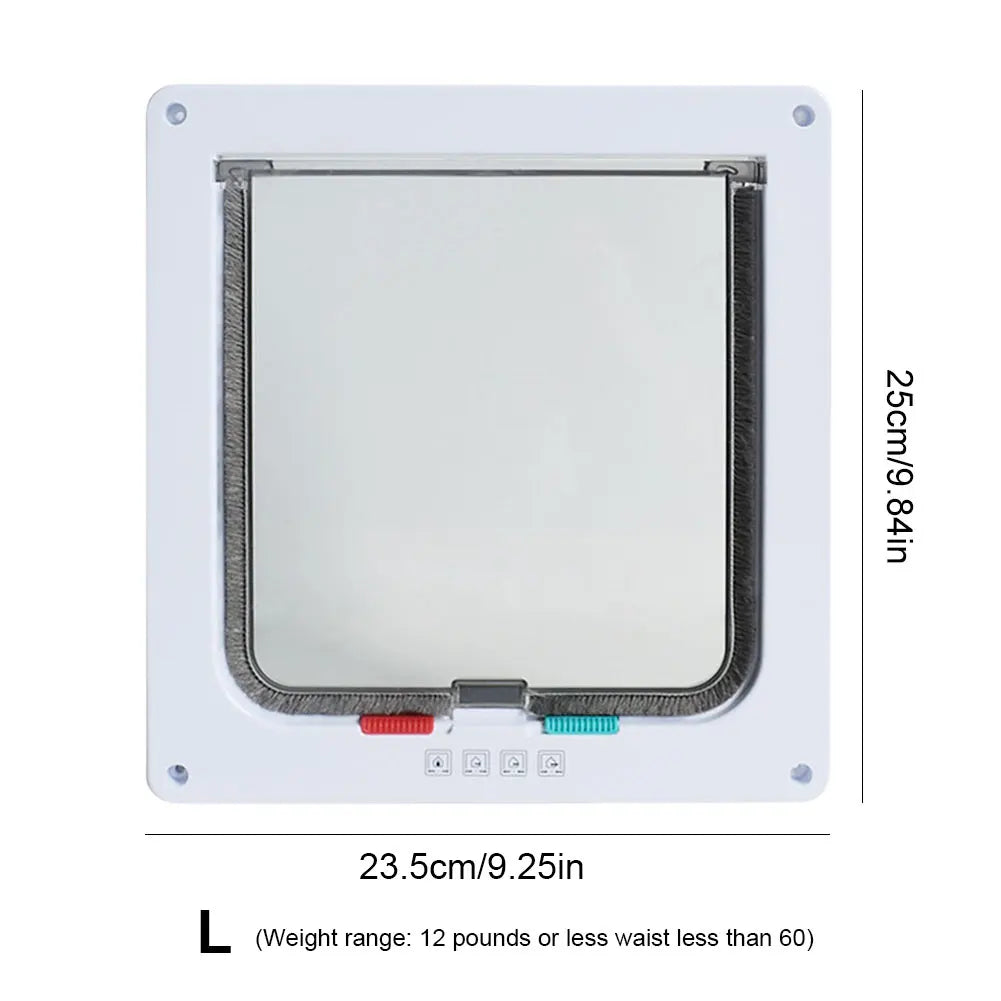 Dog Cat Kitten Flap Puppy Kitten Safety In&Out Pet Door with 4 Way Security Lock Door Pet Doors Sliding Door Safety Pet Door