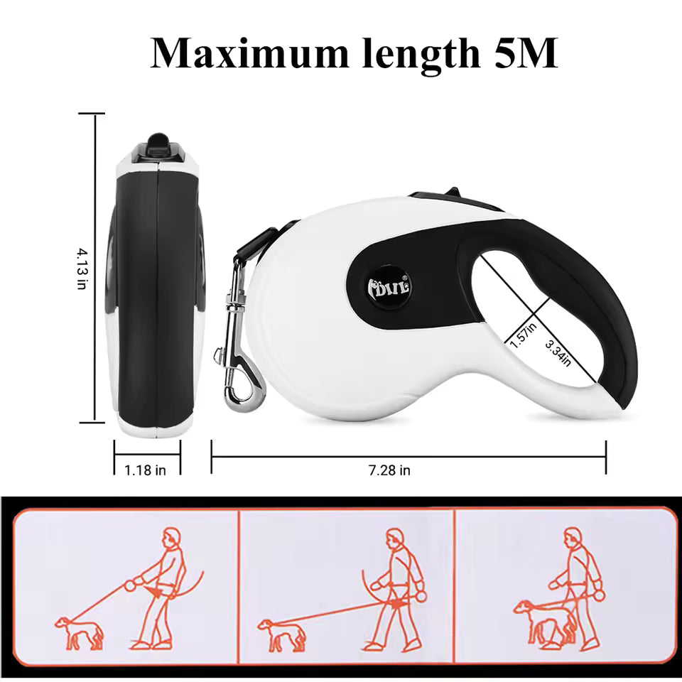 5M/8M Retractable Dog Leash Roulette Leashes with Poop Bag Dispenser Pet Lead Leash for Dogs Cats Collar Harness Dog Accessories