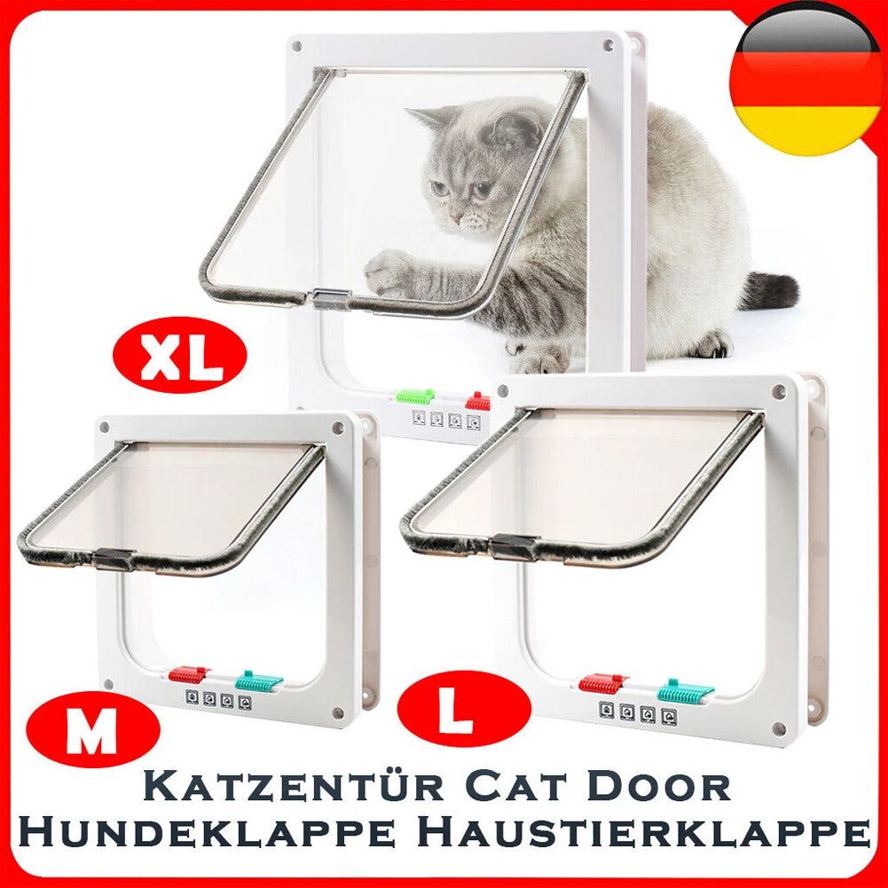 Dog Cat Kitten Flap Puppy Kitten Safety In&Out Pet Door with 4 Way Security Lock Door Pet Doors Sliding Door Safety Pet Door