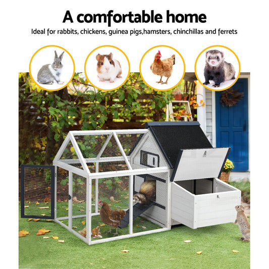 I.Pet Chicken Coop Rabbit Hutch Large House Run Cage XL Pet Hutch Bunny Wooden