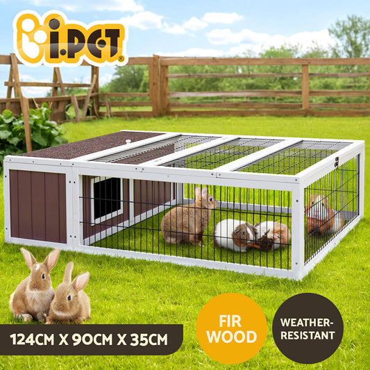 I.Pet Rabbit Hutch Chicken Coop Large Outdoor Wooden Run Pet Cage House Coops