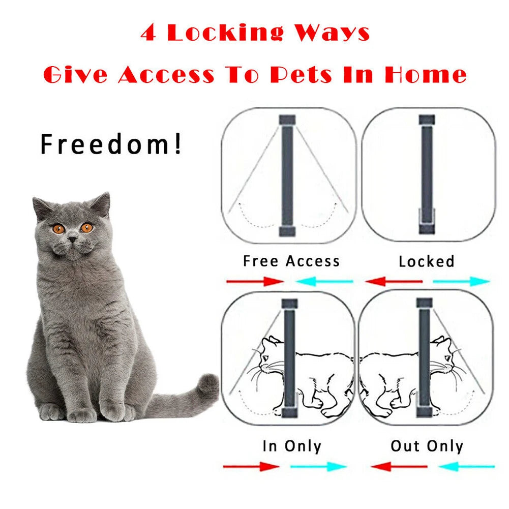 Dog Cat Kitten Flap Puppy Kitten Safety In&Out Pet Door with 4 Way Security Lock Door Pet Doors Sliding Door Safety Pet Door