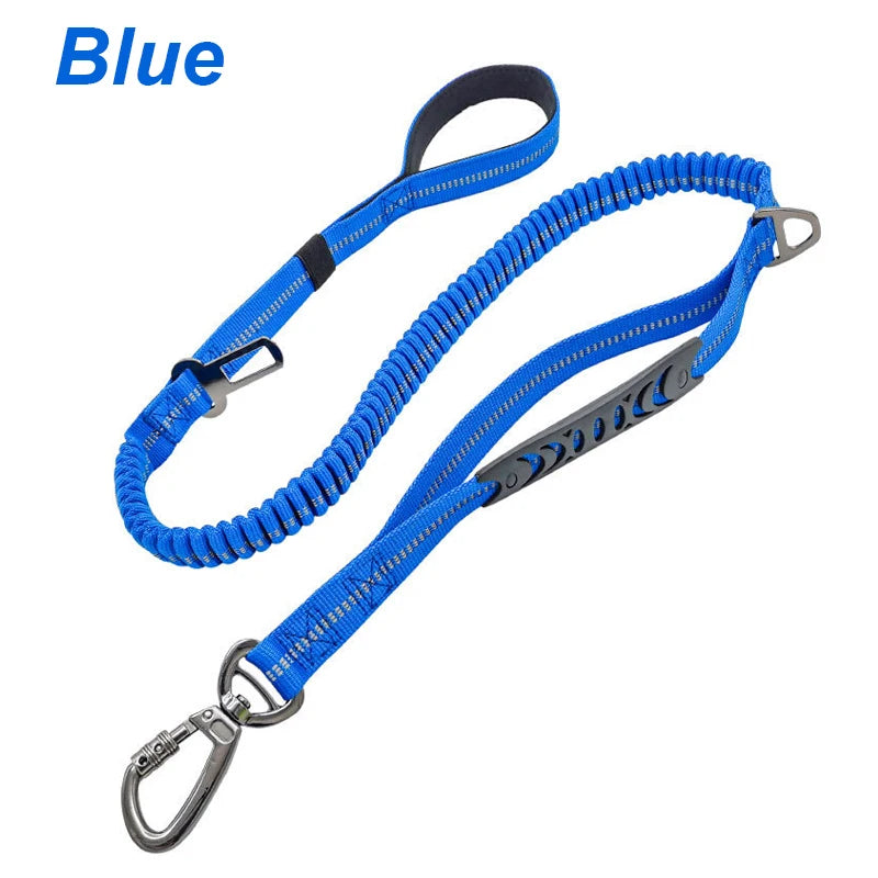 Adjustable Pet Dog Nylon Reflective Multi-Functional Retractable Dog Leash with Car Safety Buckle Pet Traction Rope Tactical