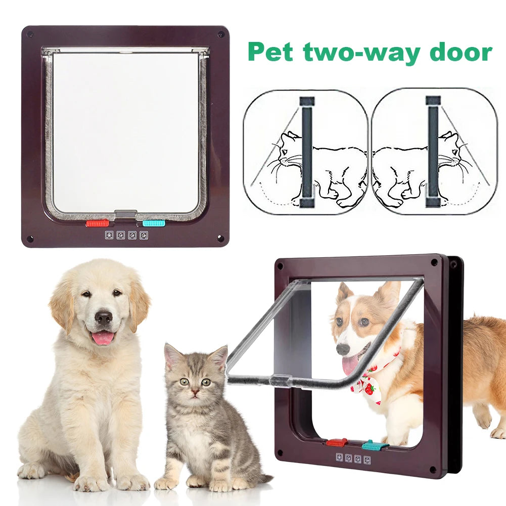 Dog Cat Kitten Flap Puppy Kitten Safety In&Out Pet Door with 4 Way Security Lock Door Pet Doors Sliding Door Safety Pet Door